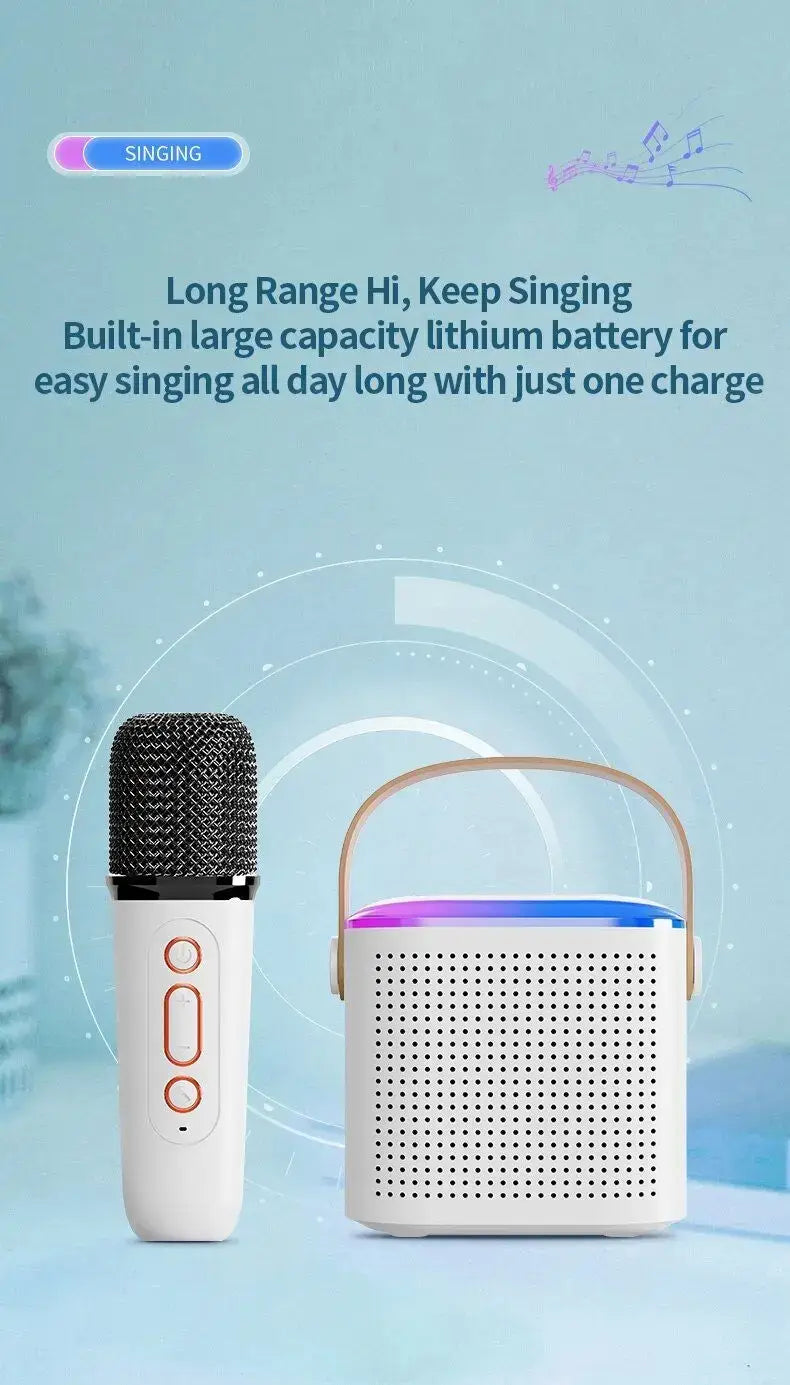 Karaoke Wireless Portable Bluetooth Speaker With Microphone Machine Mini Lamp Sound Box Music Small Caixa De Som Bocina Column