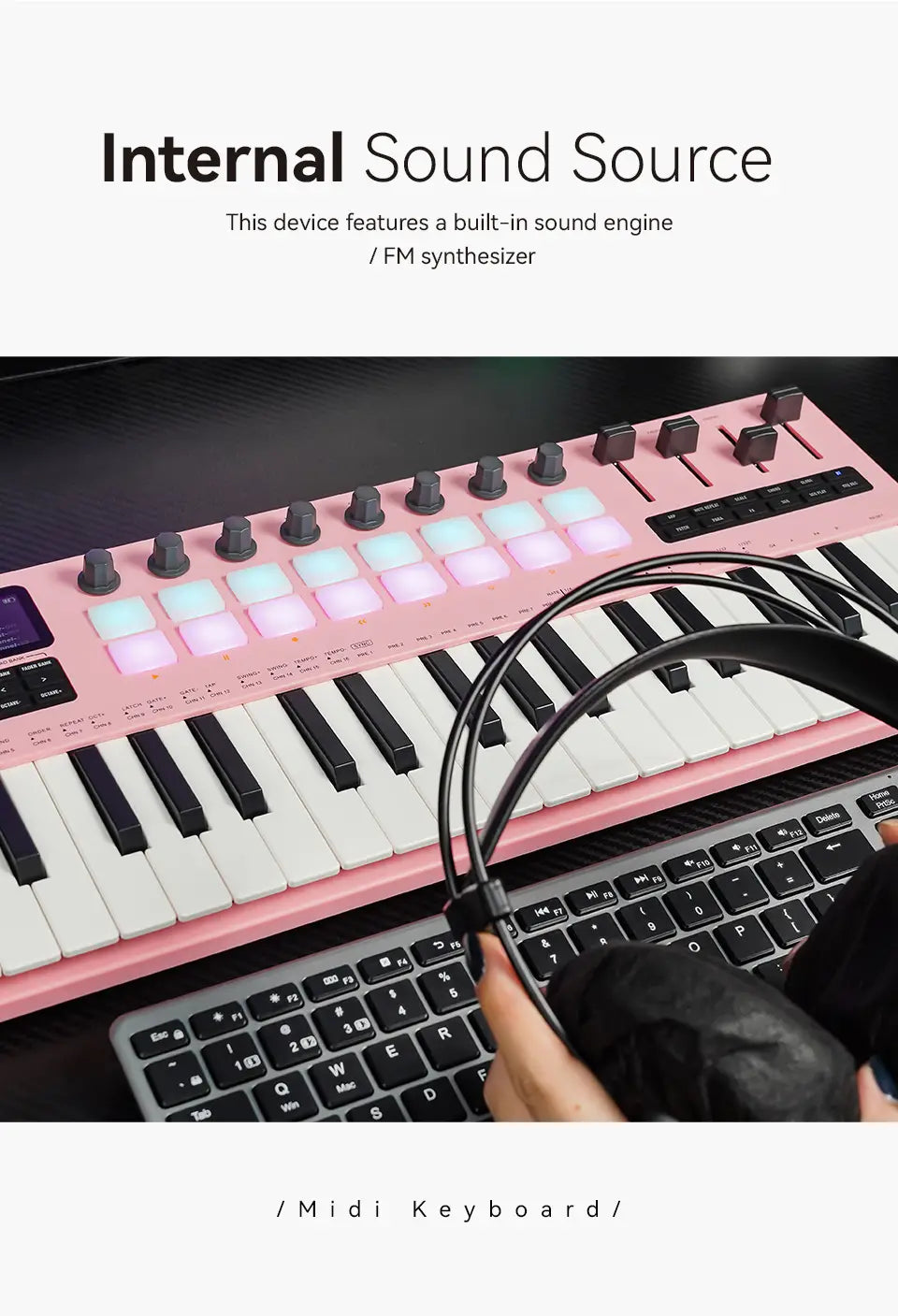 M-VAVE SMK-37 PRO Keyboard MIDI Controller USB | 16 RGB Pads And 8 Knobs Supports Software Operation for Windows Mac iOS Android