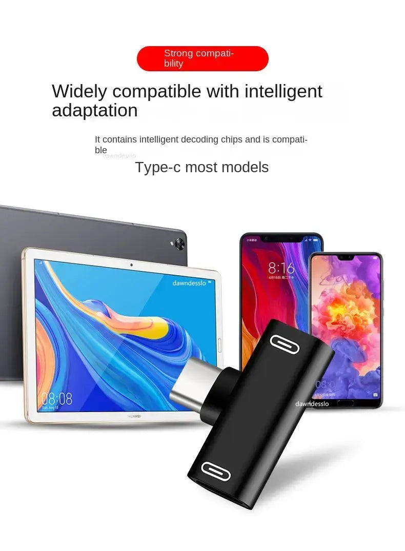 2 In 1 USB C Splitter Type C Male To Dual Type C Female Headphone Charger Adapter Splitter Converter USB C to 3.5mm Earphone