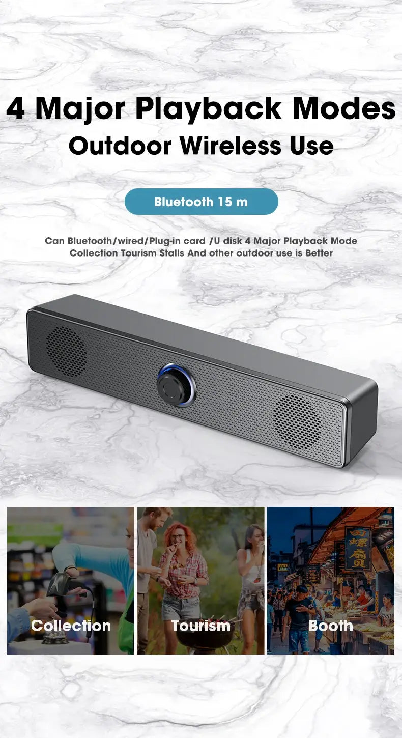 PC Soundbar Wired and Bluetooth Speaker USB Powered Soundbar for TV Pc Laptop Gaming Home Theater Surround Audio System