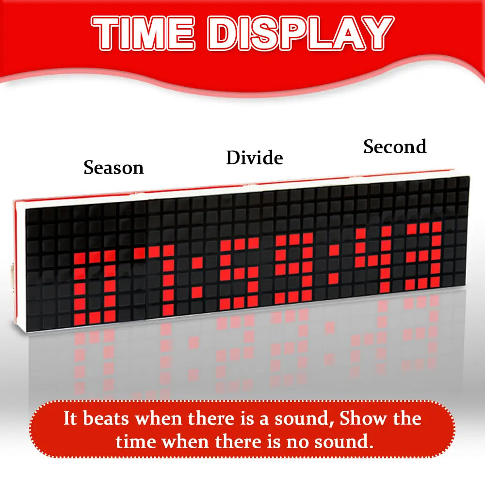 DIY LED Music Spectrum DS1302 Dot Matrix Clock Electronic Rhythm Light USB Power DC5V with Micro Cable DIY Soldering Kit