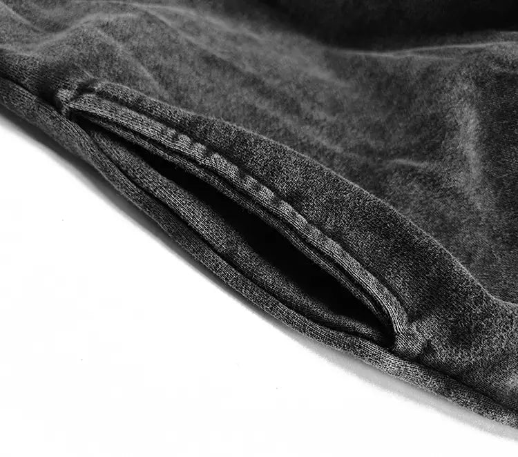 Hip Hop Men Sweatshirt Hoodie Streetwear Jesus Letter Print Washed Pullover 2026 Autumn 100 Cotton Hooded Sweatshirt Faded Black