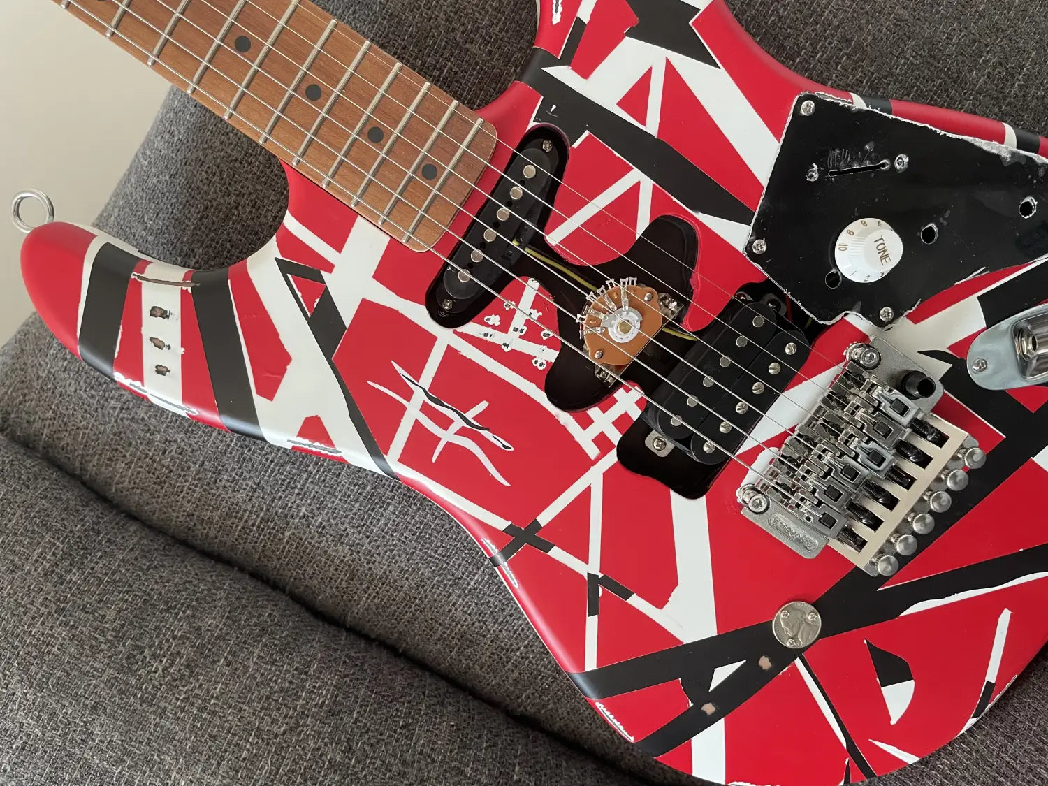 High Quality Red Electric Guitar Floyd Rose Tremolo Bridge Distressed