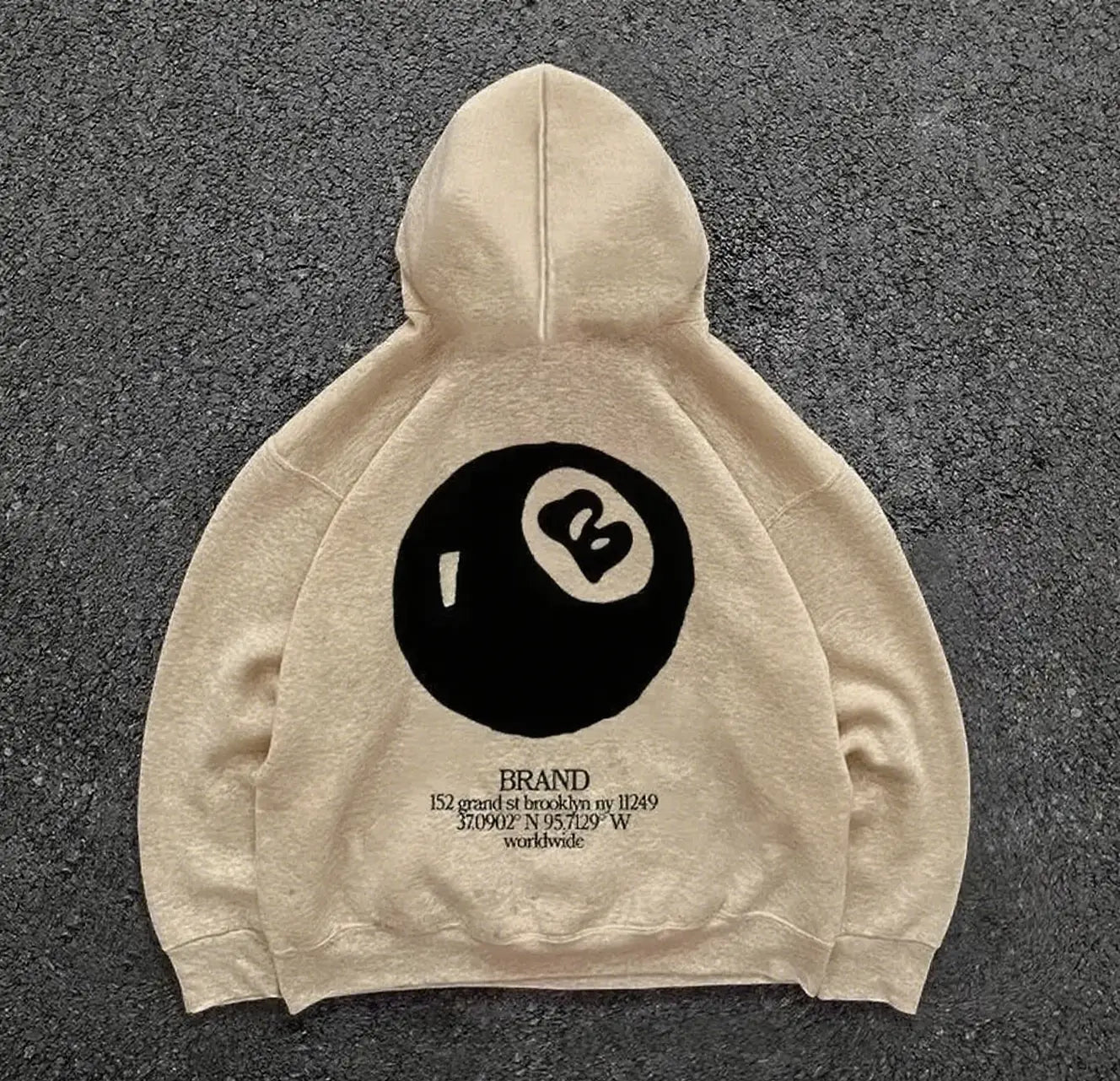 Retro 8-ball pattern hooded men’s streetwear,oversized pullover casual and fashionable sportswear daily wear and hip-hop style
