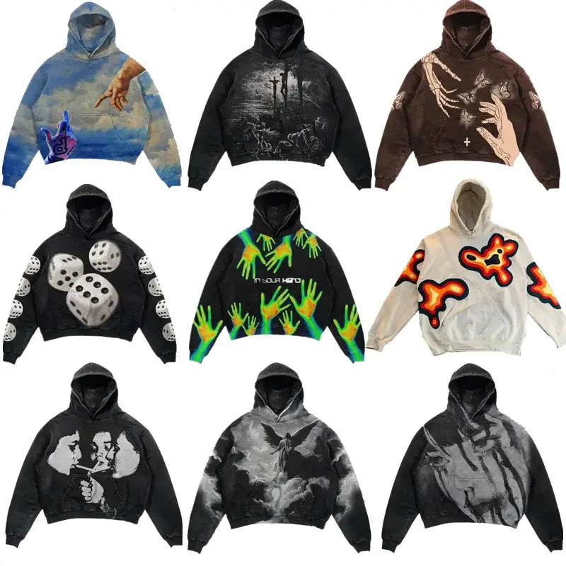 New Rock American Style Sweatshirts for Men Loose Hip Hop Y2k Clothes Korean Harajuku Fashion Simple Man Hoodies Novelty