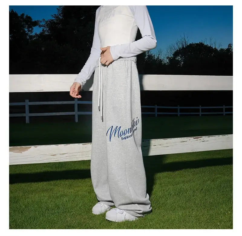 Men’s Hip Hop Fashion Letter Printed Wide Leg Pants 2025 Y2K Streetwear Baggy Straight Pantalones Hombre New Gym Sports Trousers