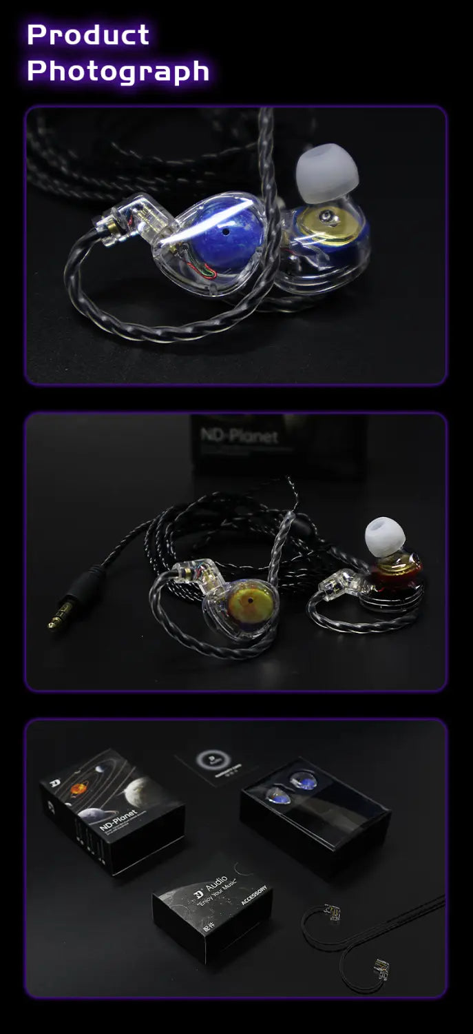 ND Planet Headphones Dynamic Drive HiFi Earphone Stereo Bass Earbud DJ Music Cancelling Sport Headsets with Detachable Cable edx