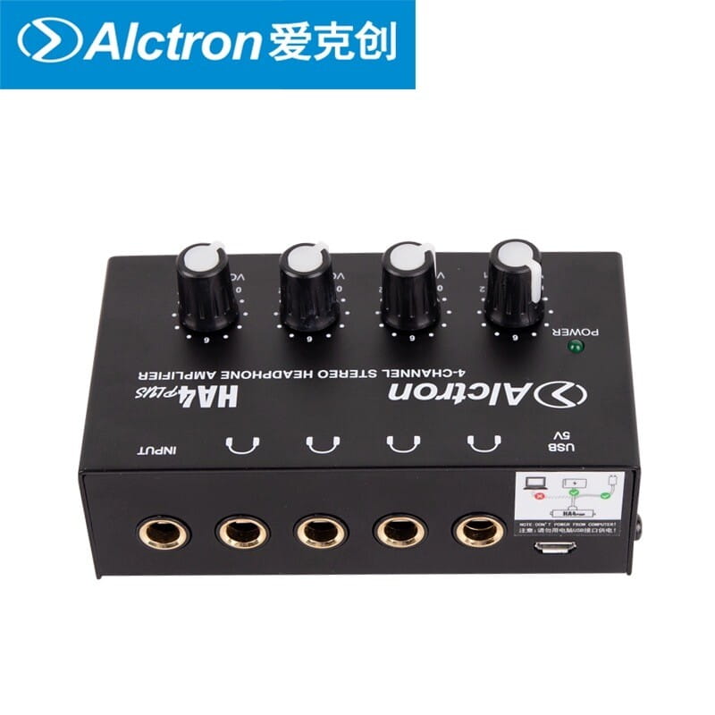 Alctron HA4plus 4-channel stereo Mini Headphone Amplifier USB interface powered recording studio headphone splitter
