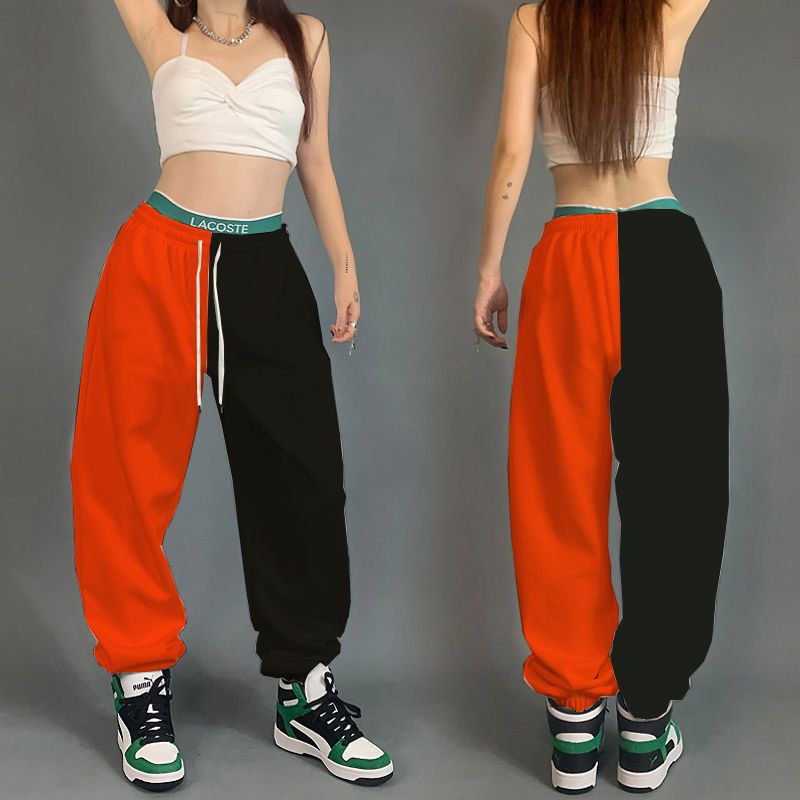 Hip Hop Women Streetwear Dance Sweatpants Spring Autumn New High Waist Letter Print Pockets Cotton Loose Fashion Casual Trousers