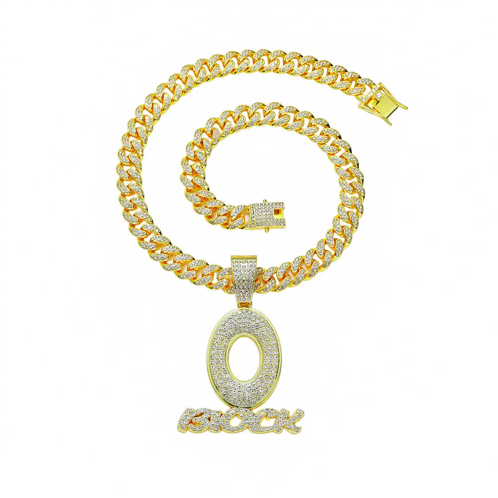 Hip hop O letter pendant necklace men’s trendy and personalized street wear chain necklace