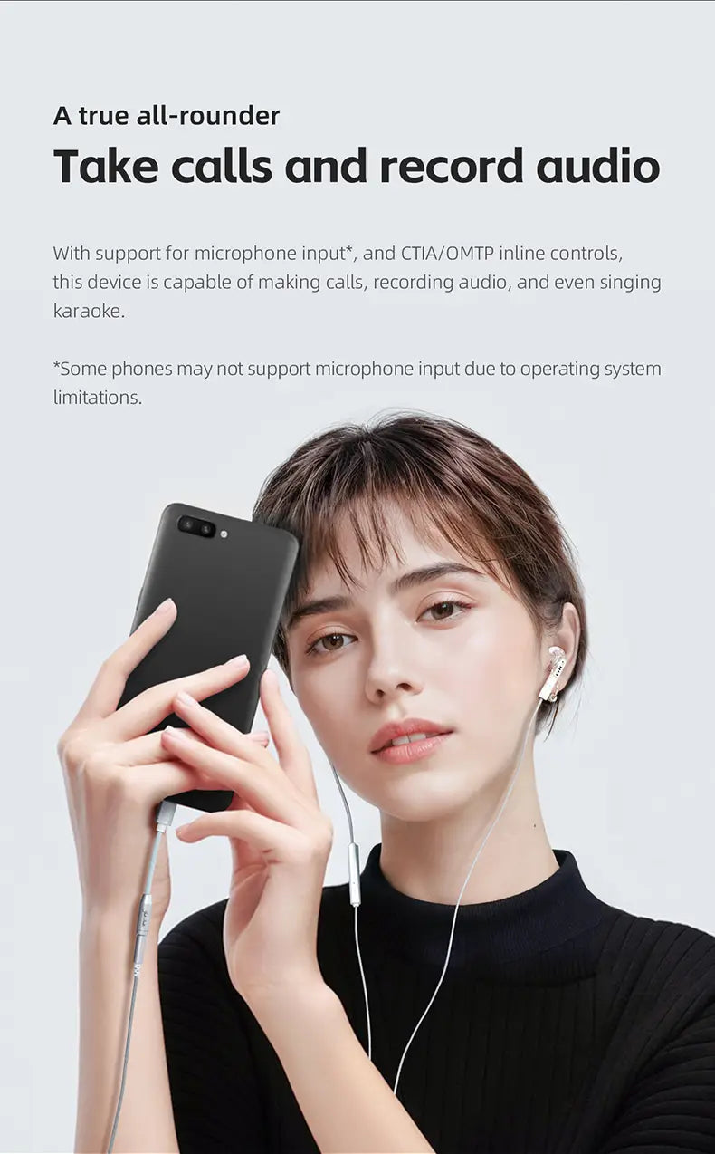 FiiO JA11 USB Type C to 3.5mm Earphone/Headphone Adapter USB C Cable USB C to 3.5 Audio Aux Cable For IOS Android