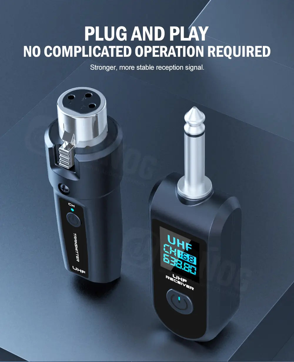 Wireless Microphone Transmitter Receiver System UHF XLR Adapter System for Dynamic Microphone Guitar Audio Mixer PA System DGNOG