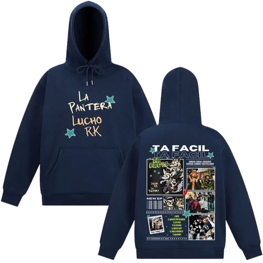 Rapper La Panter Lucho Rk Ta Facil Album 2025 Tour Fashion Print Hoodie Men Women Harajuku Hip-hop Oversized Tracksuit Fan Gifts