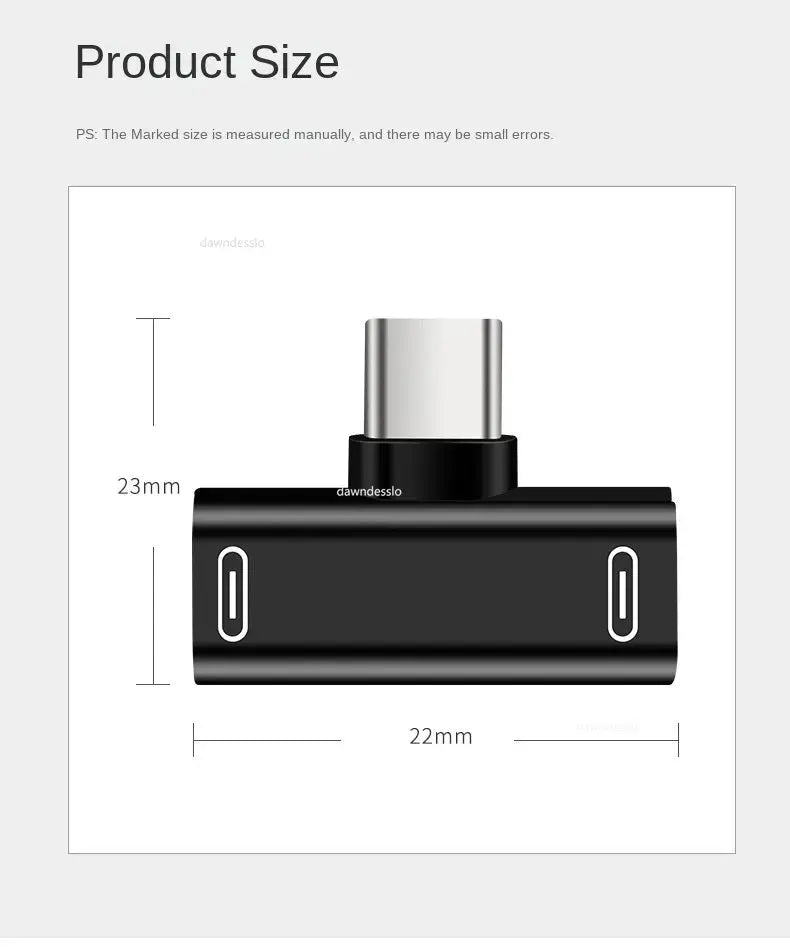 2 In 1 USB C Splitter Type C Male To Dual Type C Female Headphone Charger Adapter Splitter Converter USB C to 3.5mm Earphone