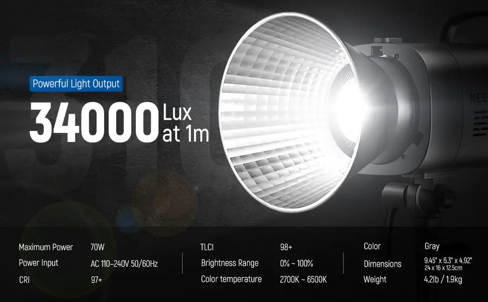 NEEWER 70W LED Video Light with 2.4G&APP Control Bowens Mount Continuous Output Lighting for Studio Photograpny/Video Recording