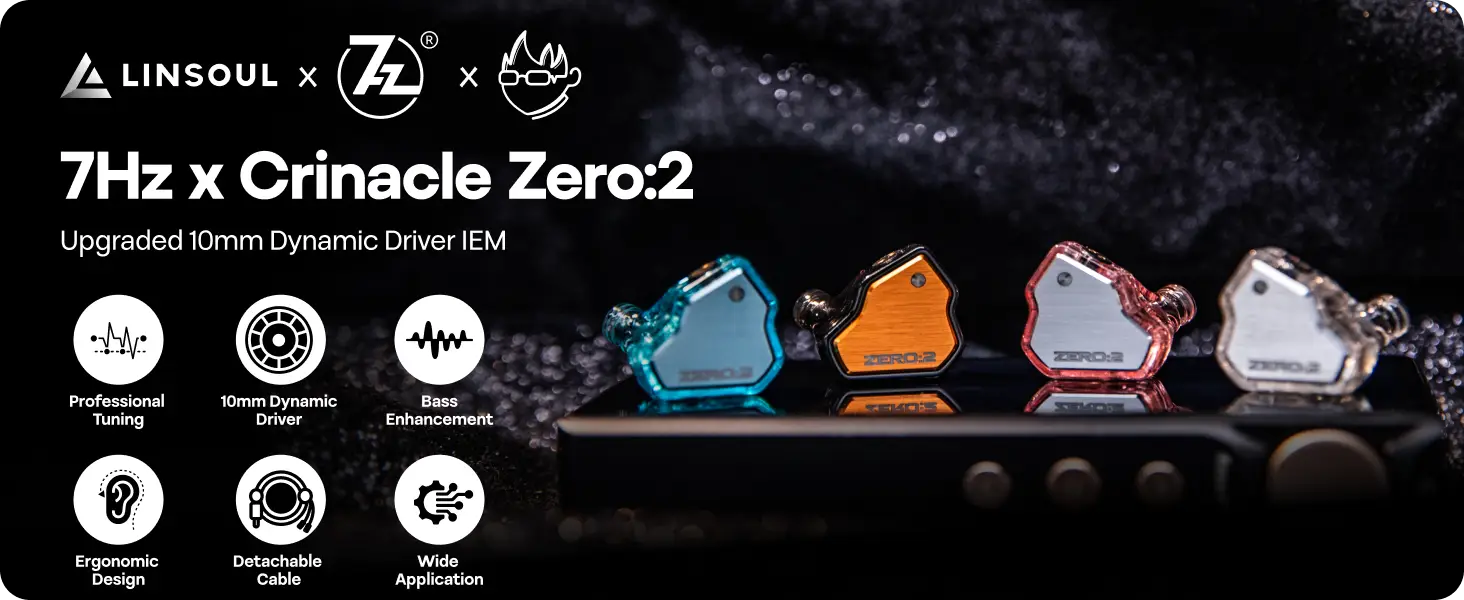 7Hz x Crinacle Zero 2 Updated 10mm Dynamic Driver IEM Wired Earbuds Earphones Gaming Earbuds with OFC IEM Cable for Musician