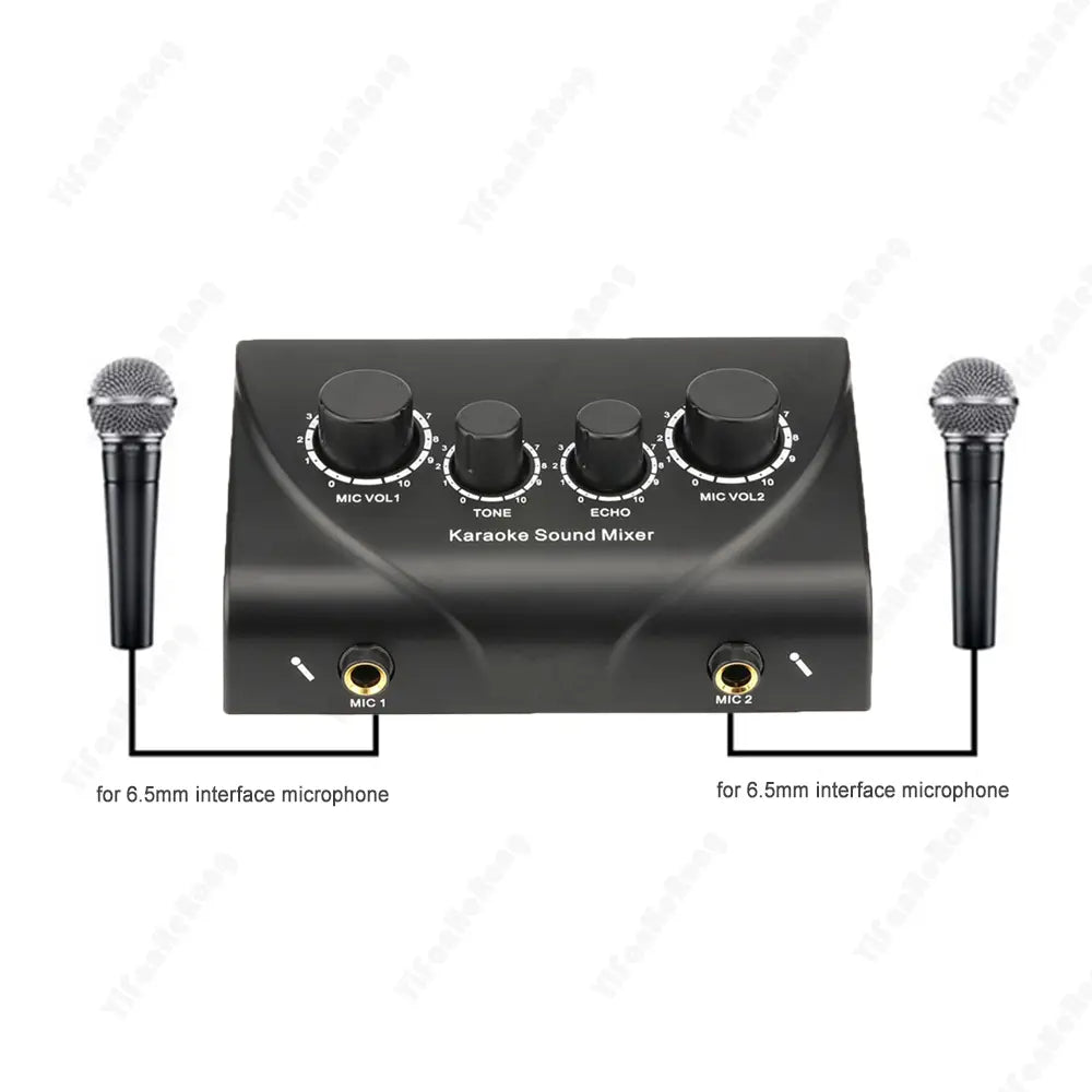 Portable Karaoke Sound Mixer Professional Dual Mic Inputs Audio System Digital Audio Sound Machine Echo OK Mixer System