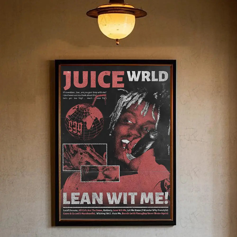 1PC Hip Hop Rapper J-Juice W-Wrld Music Poster Waterproof Wall Art Movie Posters For Bar Living Bedroom Retro Room Decor Gift