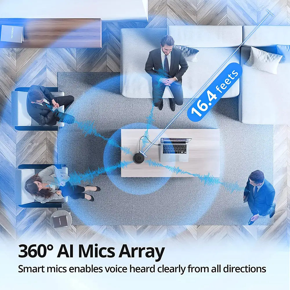 EMEET USB Wired Speakerphone Conference Speaker With 2 Mics 360° Voice Pickup Meeting Microphone for Zoom/WebEx/Microsoft Teams