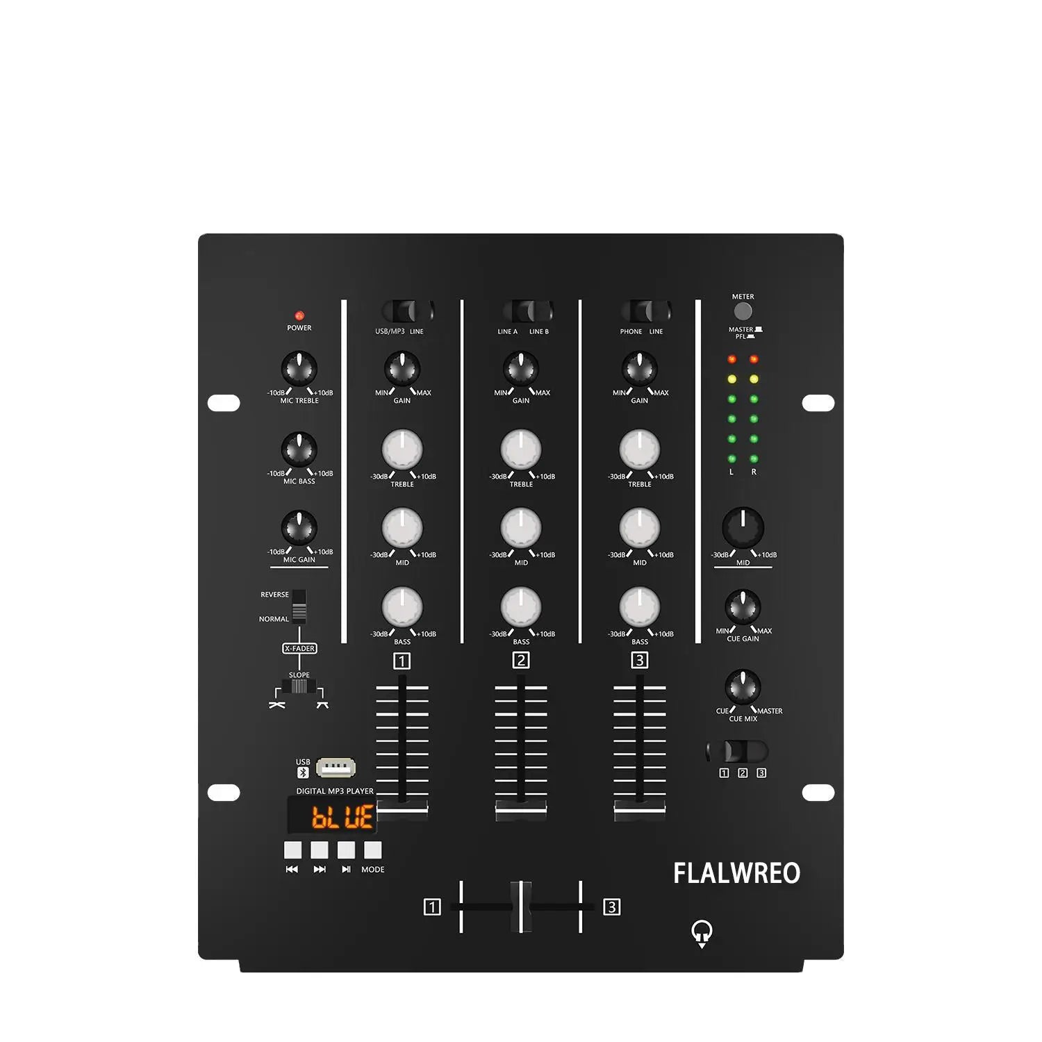 DM4 Professional 3-Channel DJ Mixer Console Metal Home Amplifier for Bar Party Concert Music Control Home