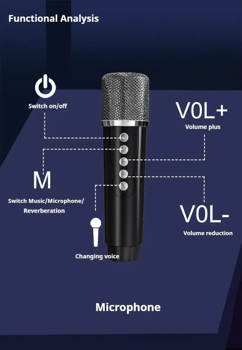 Karaoke Portable Wireless Bluetooth Speaker With Microphone Machine Subwoofer Powerful Sound Box Music Caixa De Som Bocina Audio