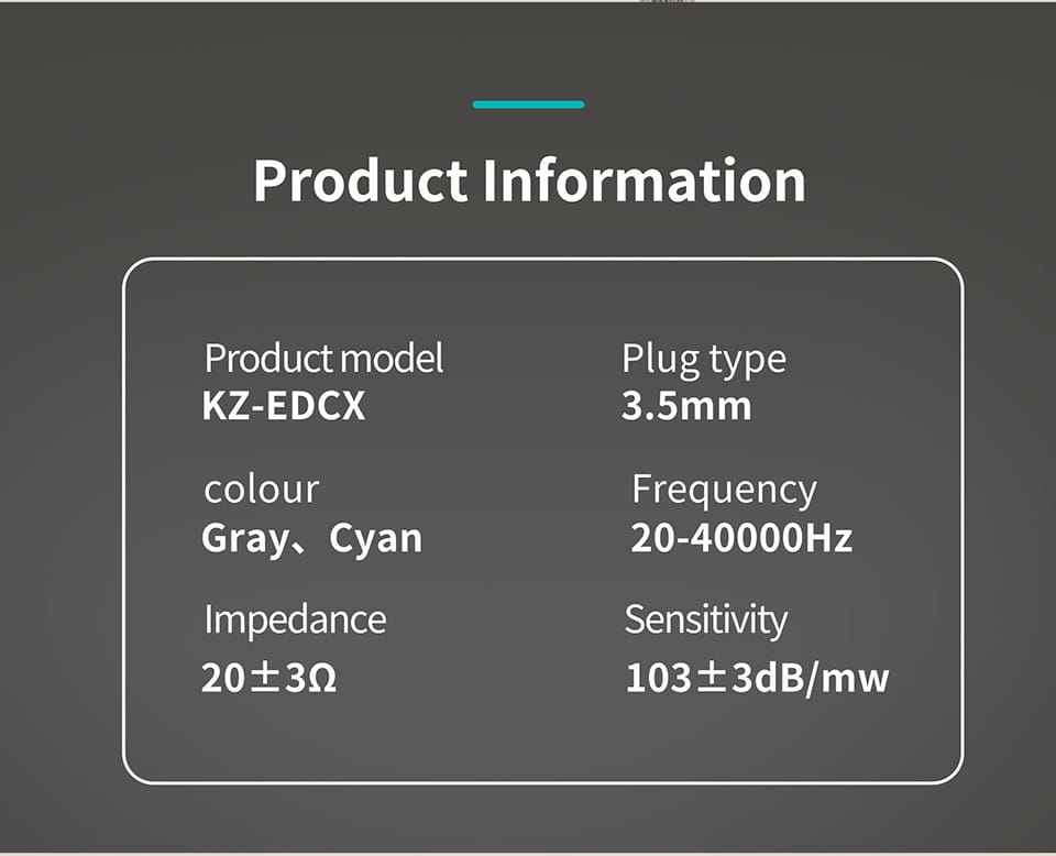KZ EDCX In-Ear Wired Earphone Monitor HiFi Music Headphones Sport Noise Reduction Game Bass DJ Outdoor Earbuds Dynamic Headset