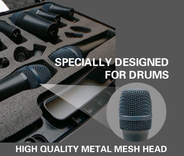 Professional Musical Instruments Drum Set Wired Microphone Mic Kit with Standard Mounting Accessories