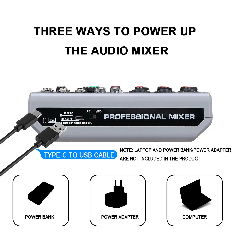 Mixer BM-05 Dj Mixing Console Met Bluetooth 48V Phantom Power Monitor Karaoke Systeem Usb Mixer Audio
