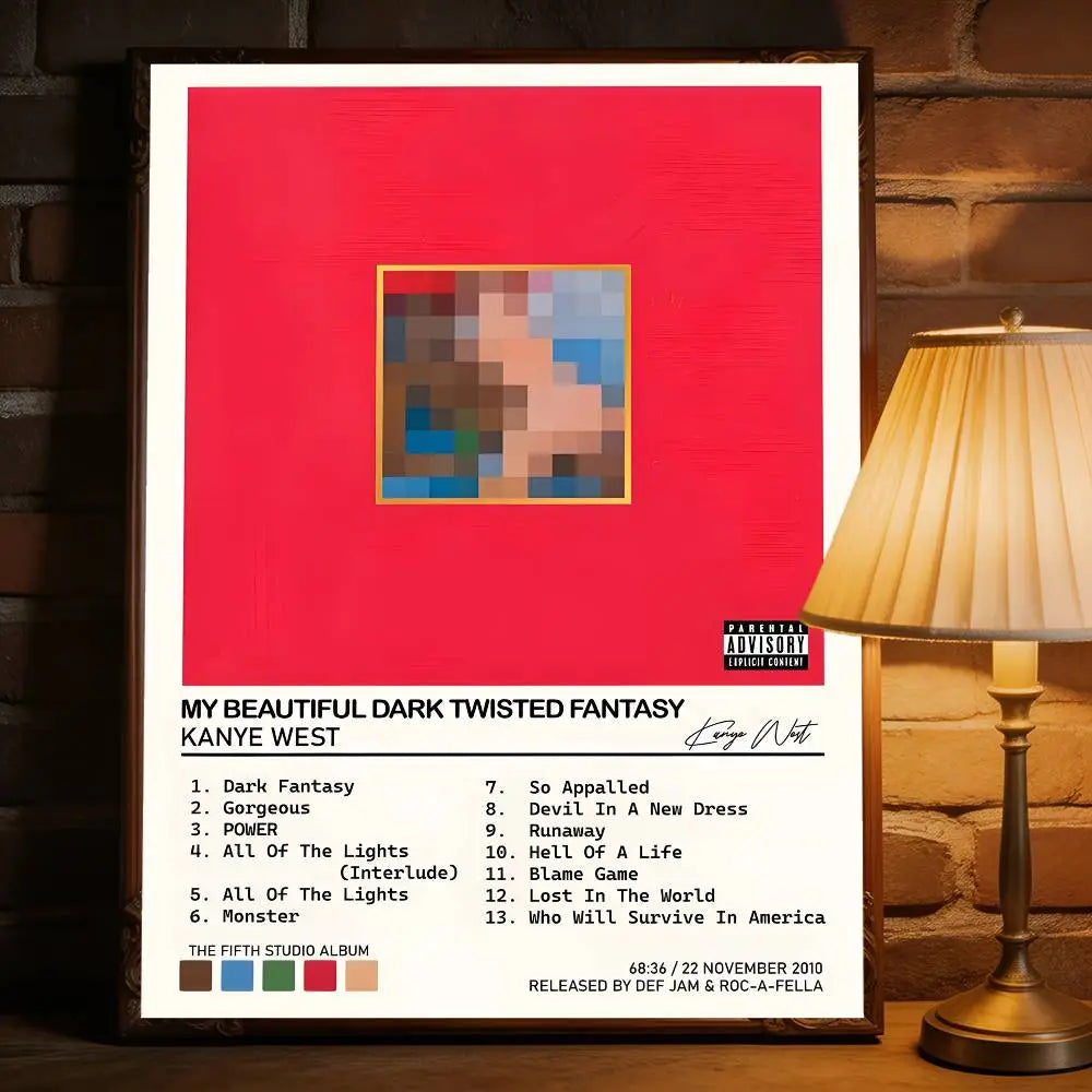 Rapper K-Kanye West Music Album Premium Self Adhesive Poster HD Print Removable Wall Decal For Home & Commercial Decor