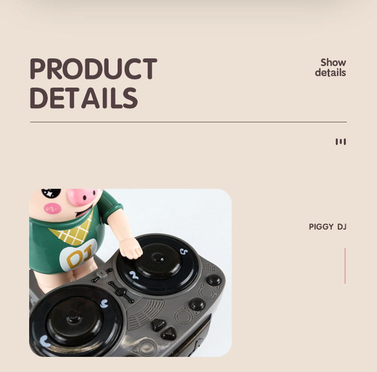 Children’s Dancing Rock DJ Pig Electric Toys Cartoon Piggy Dolls Disc Swing With Lights Music Toys for Boy Girl Christmas Gifts