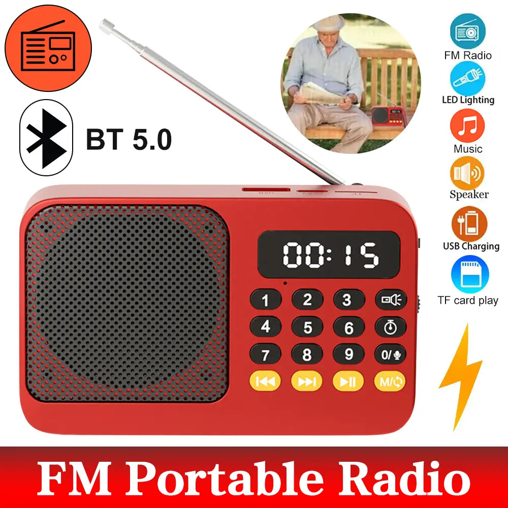 Handheld Rechargeable Digital FM USB TF MP3 Player Portable Radio Music Player Speaker Devices Supplies With LED Display Radio