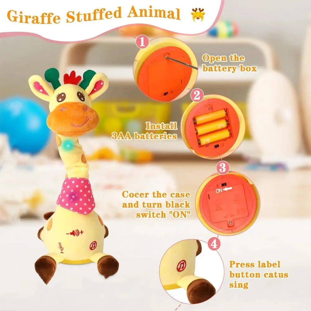 Repeating What You Say Dancing Talking Giraffe Toy with 10 Songs Glowing Swaying Dancing Giraffe Adjustable Volume Musical