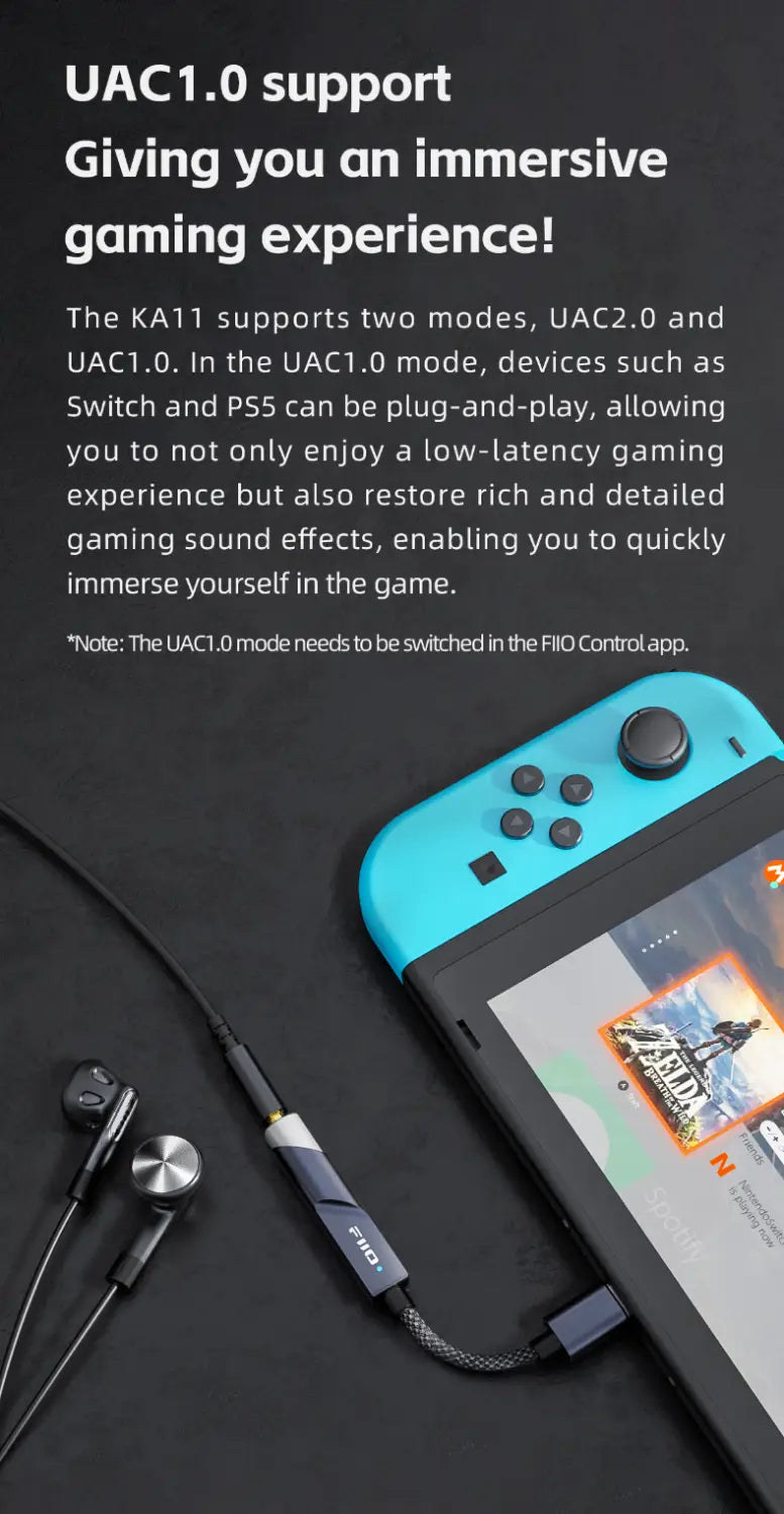 FiiO JadeAudio KA11 USB DAC Amplifier Hi-Res Audio Type-C to 3.5mm Adapter USB Dongle DSD256 for Android Phones