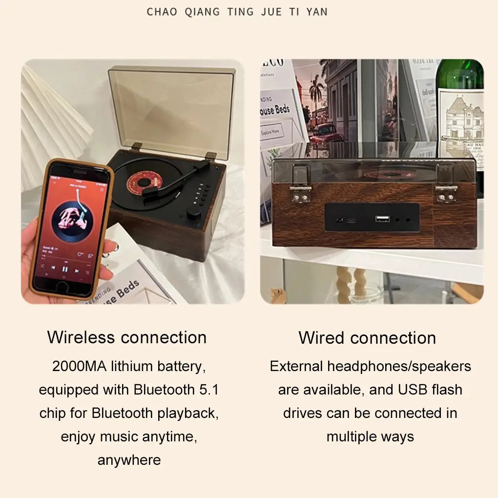 Portable Retro CD Player Rechargeable Two-way Bluetooth-Compatible 5.0 Wireless Speaker Support CD USB 3.5mm AUX CD Music Player