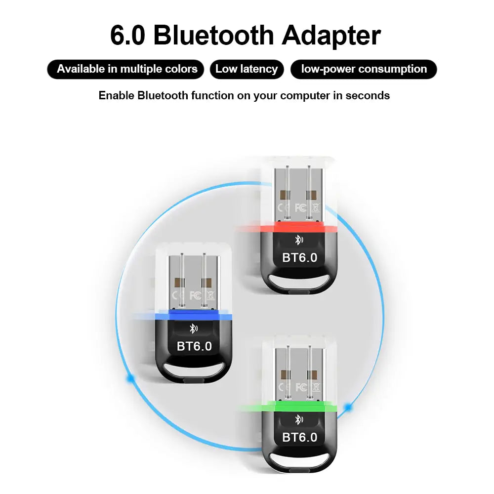 USB Bluetooth 6.0 Adapter Transmitter Receiver Bluetooth 6.0 Dongle Wireless USB Adapter For Mouse Keyboard Speaker Music