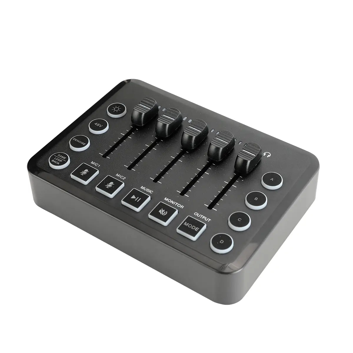 Gaming Audio Mixer,Rechargeable Audio Interface RGB Mixer with XLR Microphone Interface,48V Phantom Power,for Podcast/Recording