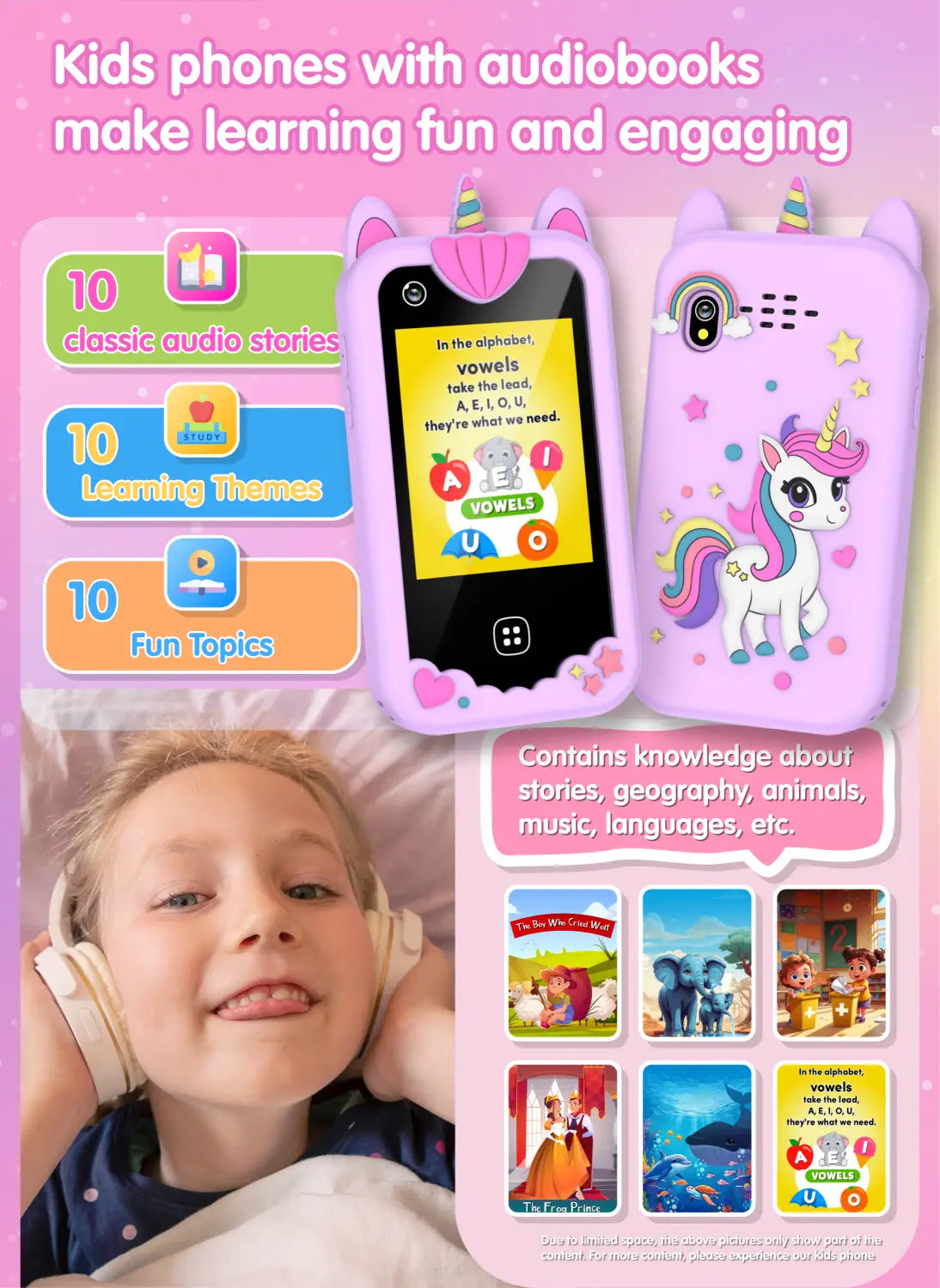 Kids Smart Phone for Girls Boys Kids Cell Phone Toys Dual Camera Music Player 17 Games Toddler Learning Phone For Birthday Gifts