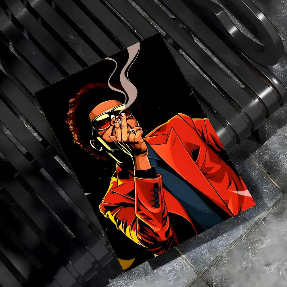 Music Album T-The Weeknd Hip Hop Poster Wall Art Poster Sticker for Living Room Bedroom Bar Home Decor Mural Painting Decoration