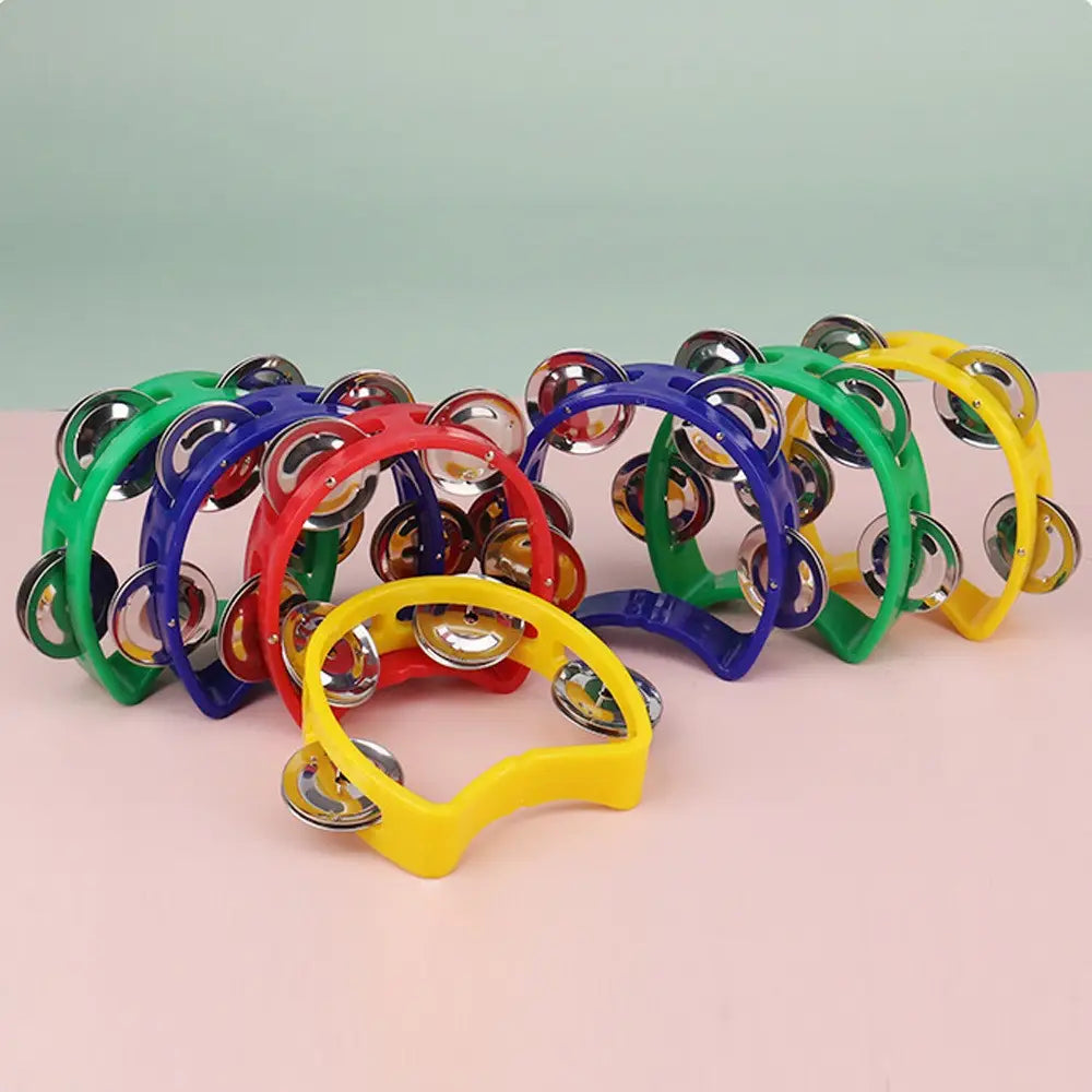 1PC Plastic Percussion Tambourine for Adults Hand Tambourine Musical Instrument Musical Rhythm Instrument for Christmas Party
