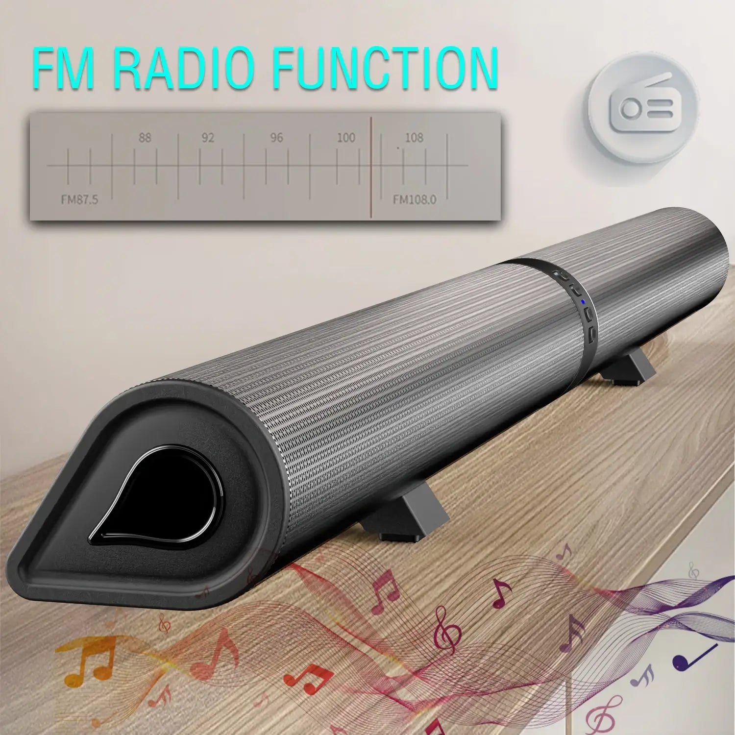 FM Soundbar TV Bluetooth Speakers HDMI/AUX/BT/OPT Connections Soundbars with 2-in-1 Detachable Home Cinema Shengba Sound System