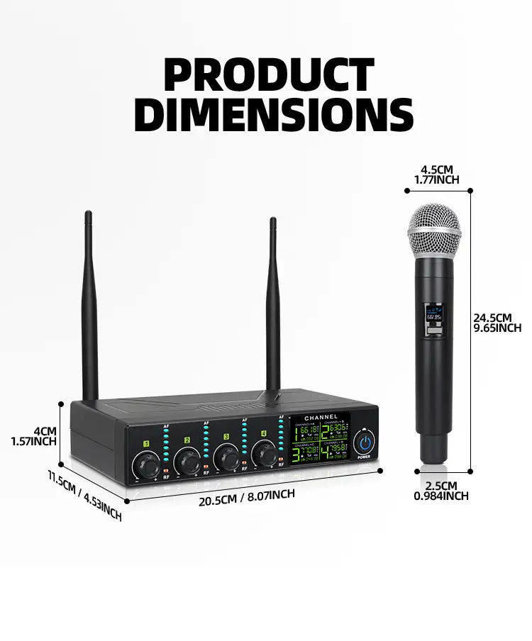 Professional wireless microphone 4-channel UHF karaoke singing home entertainment performance dynamic handheld microphone