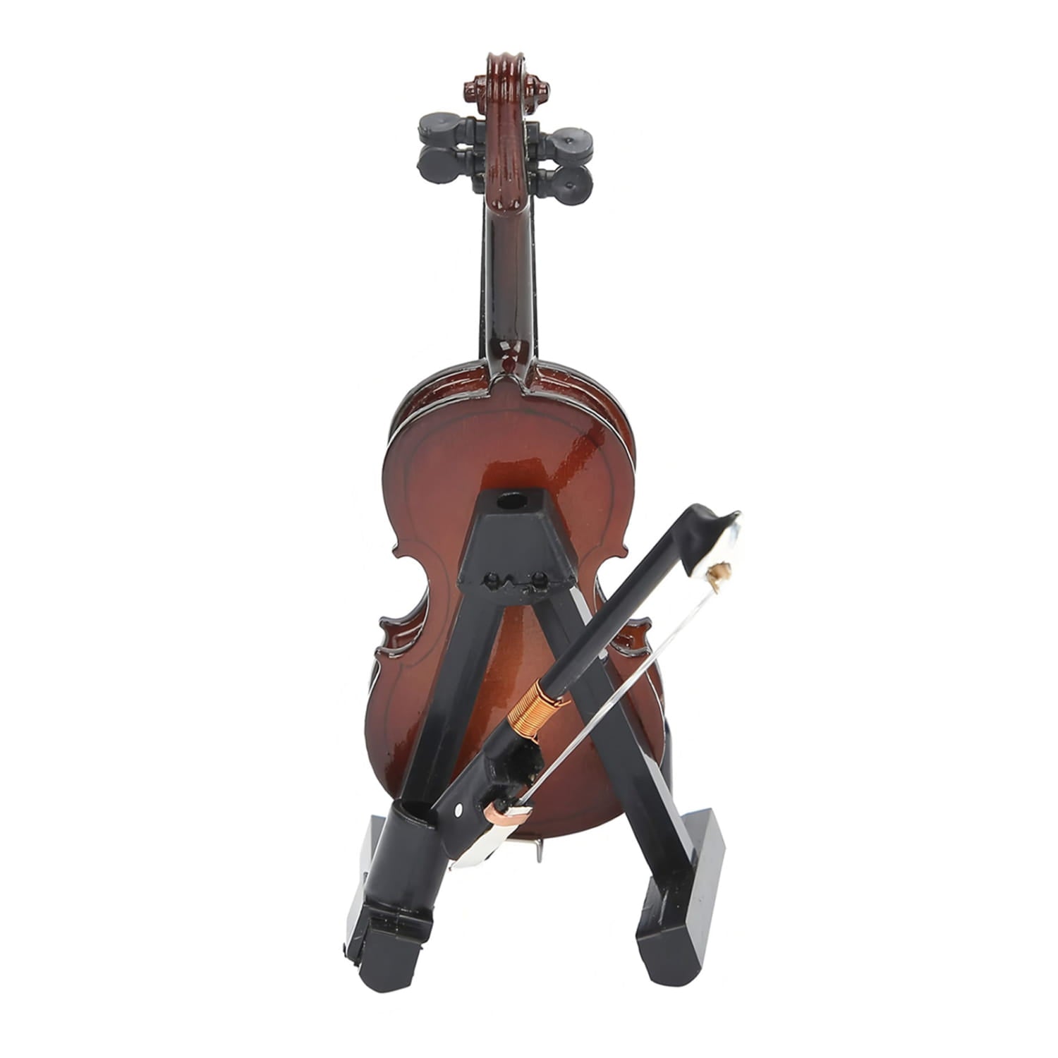 Mini Violin Model with Stand Basswood Wooden Musical Instrument Home Decor for Musicians Music Lovers Display Decoration