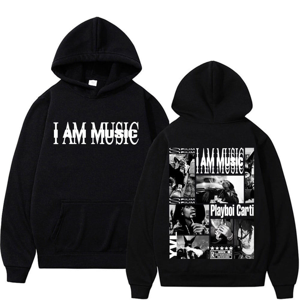 Rapper Playboi Carti I AM MUSIC Album Logo Hooded Men Fashion Gothic Hip Hop Street Sweatshirt Male Casual Fleece Comfort Hoodie
