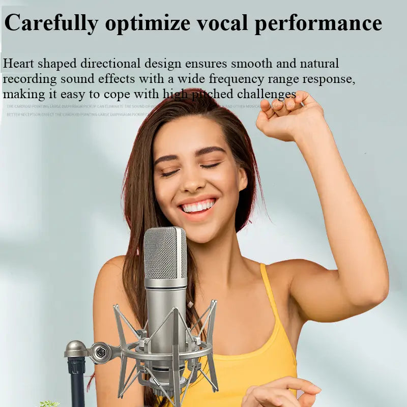 Top Studio Metal U87 Condenser Microphone Professional Cardioid Studio Mic for Recording Podcasting Voice Over Streaming Home