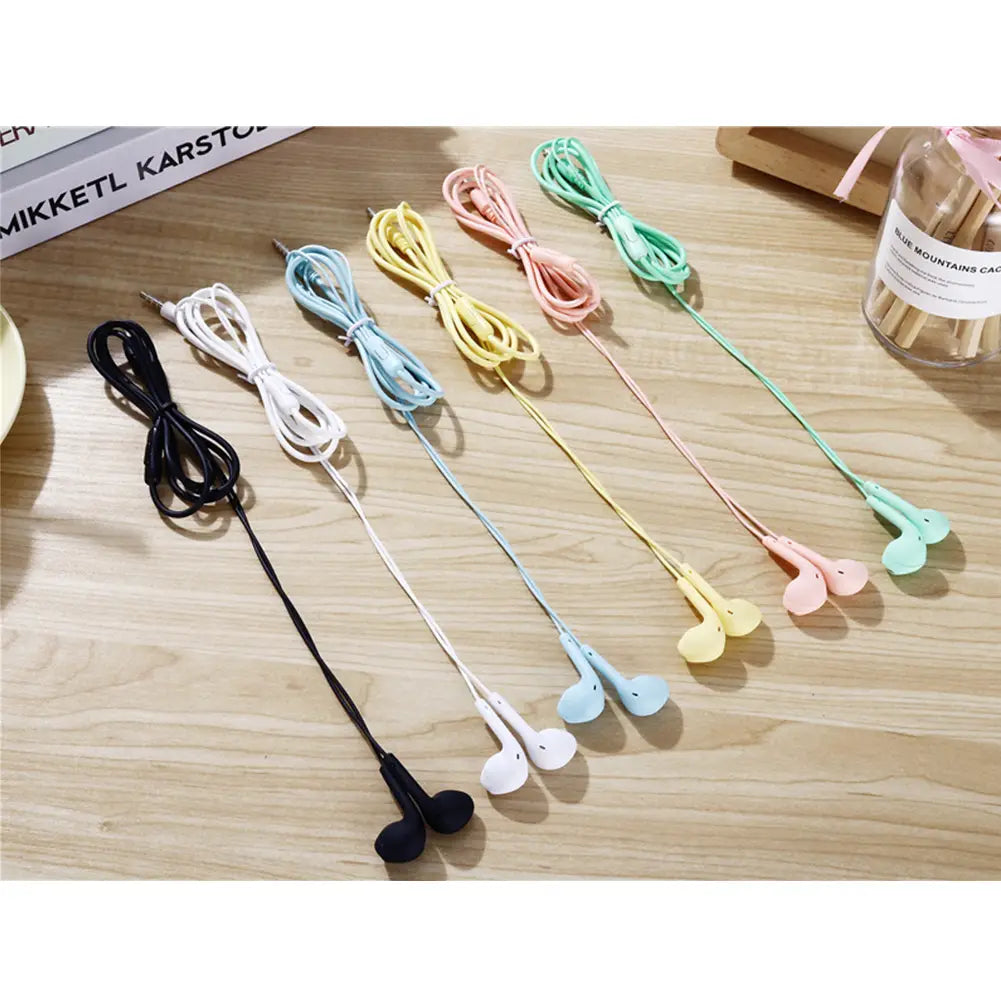 3.5mm Wired Headset Macaron Earphone In-Ear Headphone Music Multicolors 1.2m with Microphone Earphones Universal for Smart Phone