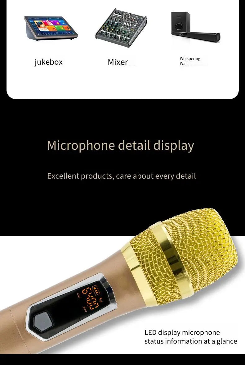 One Drive Two Wireless Microphone U-segment for Karaoke Stage Speeches Wedding Performance Hip Hop Live Broadcast