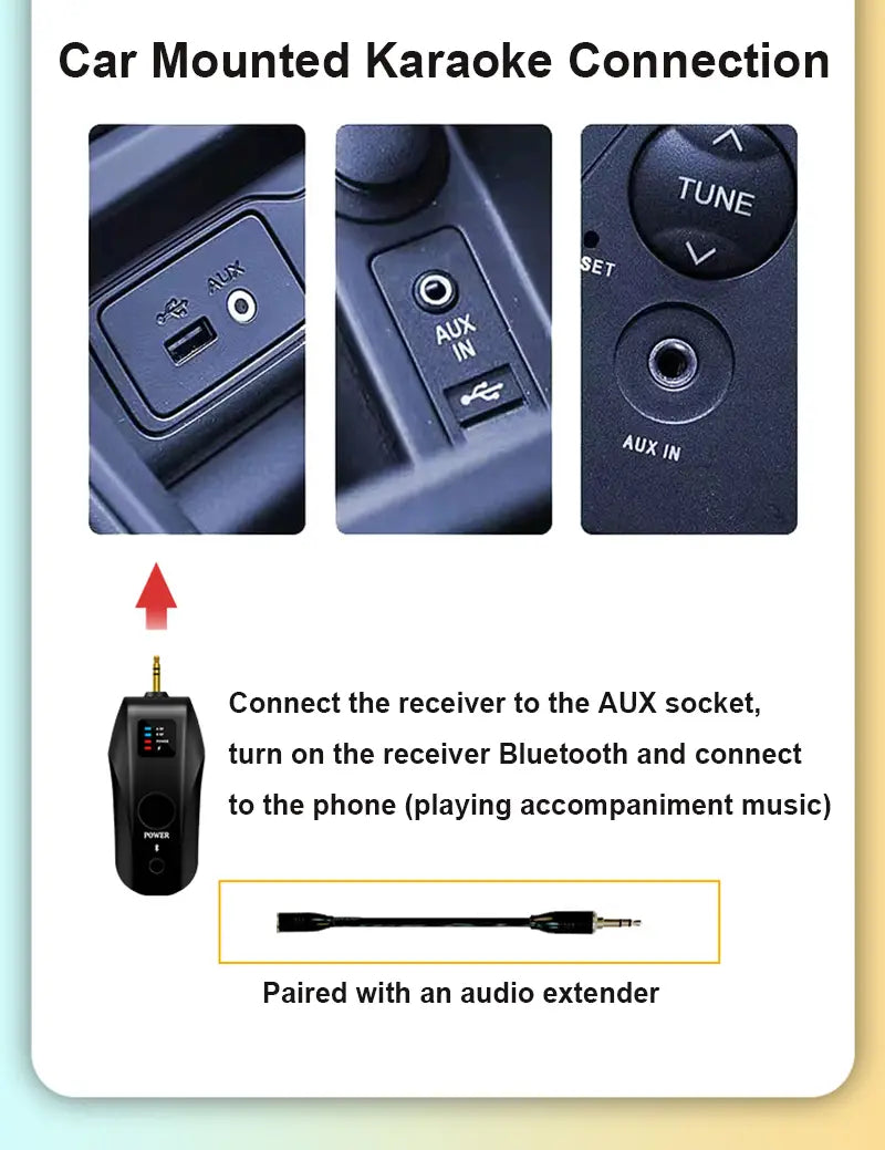 UHF Wireless Handheld Dynamic Karaoke Microphone Bluetooth Receiver Performing Professional Home Reverb High and Low Bass