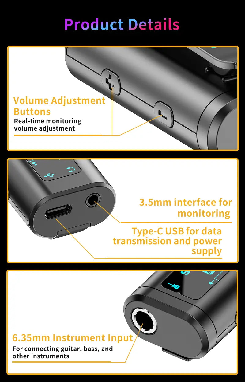 Portable HD Audio Interface - USB-C Multi-System Compatible for Guitar Recording & Streaming
