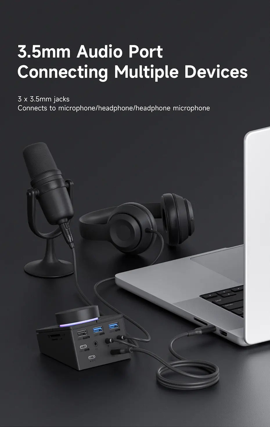 Hagibis Knob USB C Hub With Shortcut Buttons Type-C Docking Station Volume Adjustment Desktop Controller 2.5G RJ45 for Macbook