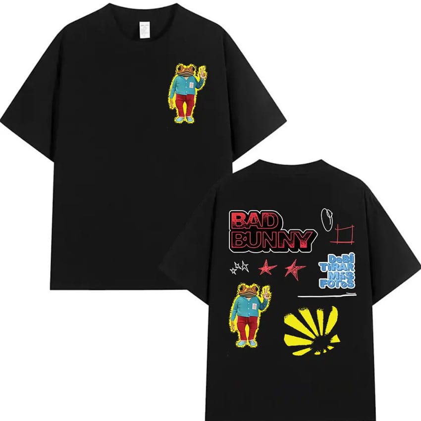 Rapper Bad Bunny Tour 2026 Album Merch T Shirts Debi Tirar Mas Fotos DTMF Graphics T-shirts Unisex Hip Hop Oversized Cotton Tees
